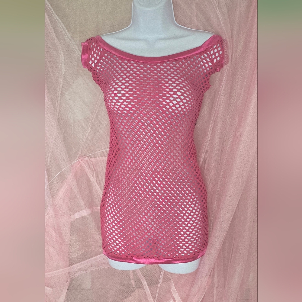 Pink Fishnet Mesh Top